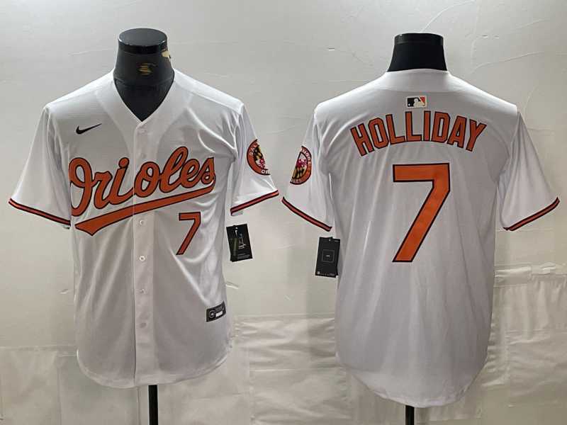 Men%27s Baltimore Orioles #7 Jackson Holliday Number White Limited Cool Base Stitched Jersey